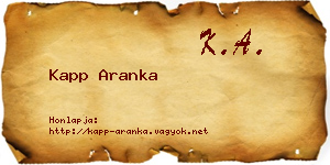 Kapp Aranka névjegykártya